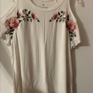 flowery open shoulder top